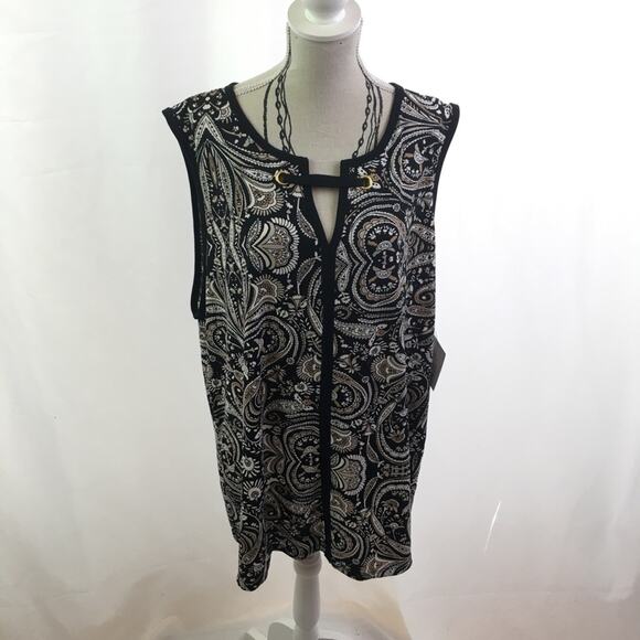 Liz Claiborne Career Grommet Tank Black Paisley XL - Picture 3 of 13